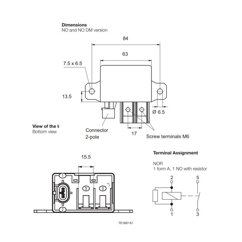 TE High Current Relay, Weathersealed, 75A