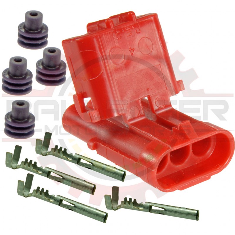 GM Delphi / Packard - Connector kit to mate with 1,2 & 3 bar map sensor connectors - 3 way weatherpack receptacle, red