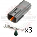2 Way Receptacle Connector Kit for Japanese applications, Gray