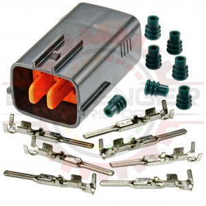 6 Way Receptacle Connector Kit for Japanese applications, Gray